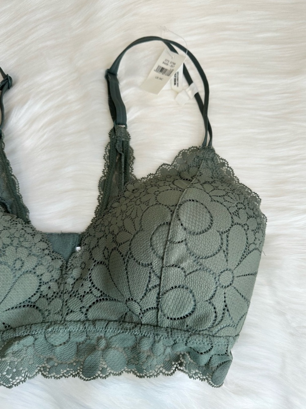 NWT Aerie Real Happy Lightly Lined Wireless Candy Lace Bra Royal Palm Size 34C - Picture 6 of 15